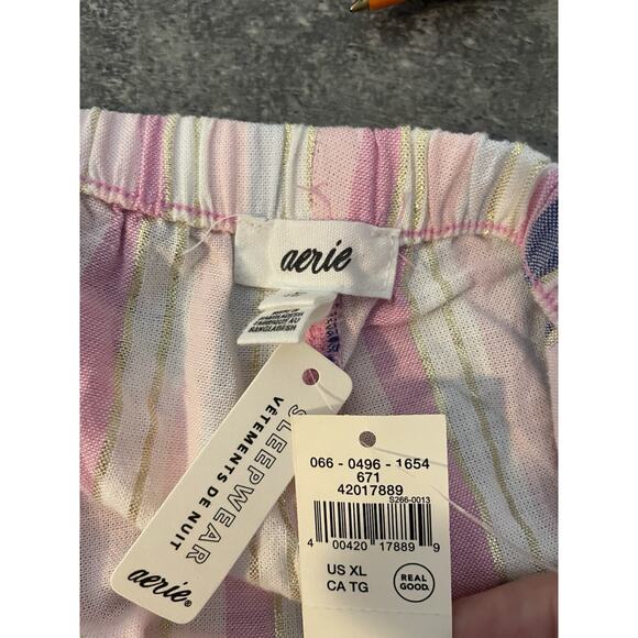 Aerie PJs Womens Off-Duty Poplin Trouser Pajamas Sleepwear Size XL Raspberry NWT - Picture 6 of 16